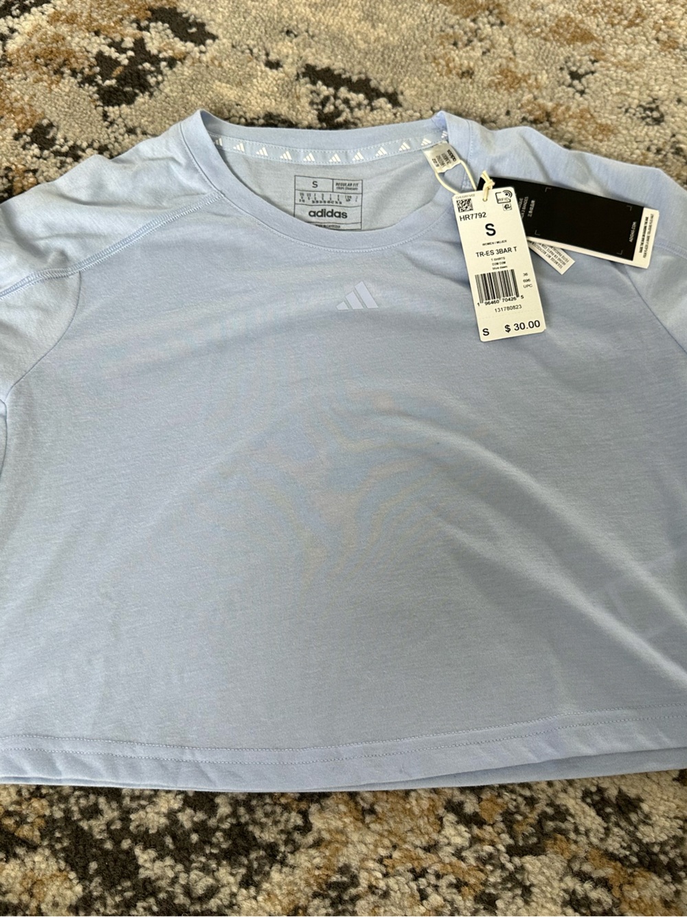 Adidas crop top tee baby blue size small brand new with tags aeroready